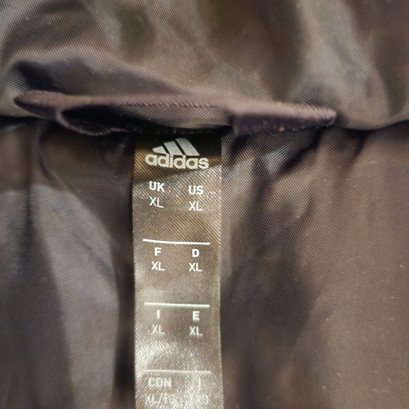 Adidas winter coat xl nwot black triple stripe - Picture 2 of 7